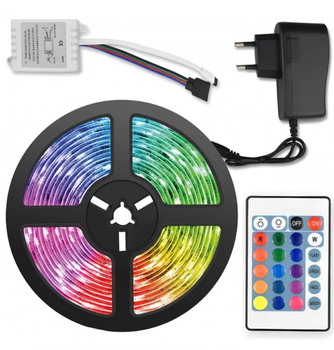 Світлодіодна LED стрічка RGB 5 м 220 В з пультом для підсвітки кімнати