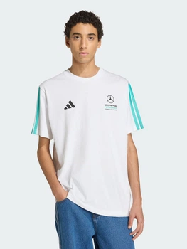 Футболка хлопковая длинная мужская Adidas Mercedes - Amg Petronas Formula 1 Team Dna KE8162 2XL Белая с принтом (4068819451303)