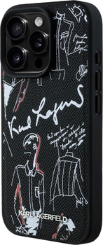 Etui Karl Lagerfeld Grained Pattern & Logo MagSafe do iPhone 16 Pro Black (3666339463328)