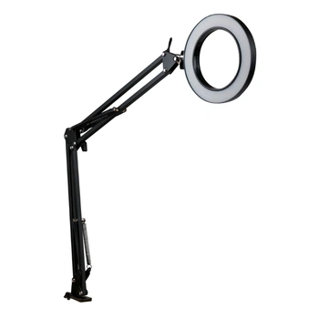 Настольная Кольцевая LED Лампа FX308A на струбцине 10W, цветовая температура 3800–6800K и цветопередачи более 80Ra,диаметр 6 Black
