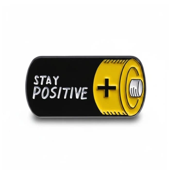 Значок BROCHE брошь бижутерия Батарейка Stay Positive разноцветный BRGV115303
