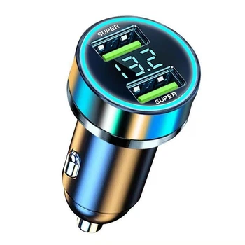 Автомобильное зарядное 2 выхода USB Super быстрая зарядка + Вольтметр