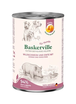 Упаковка влажного корма для собак Baskerville с уткой и кабаном 400г 6шт