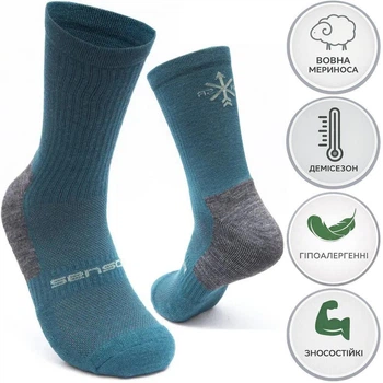 Туристичні термо Sensor Power Merino. 35-38р. Вовна мериноса. Демісезон. Зелений. Трекінгові шкарпетки SU41PM