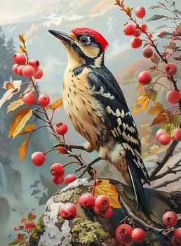 Набор для вышивания по нанесённой на канву схеме "Woodpecker".AIDA 11CT printed , 36*46 см