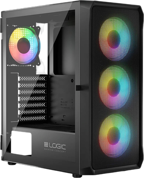 Корпус Logic concept PORTOS MESH+GLASS ARGB fans 4x120mm BLACK (AT-PORTOS-10-0000000-0002)