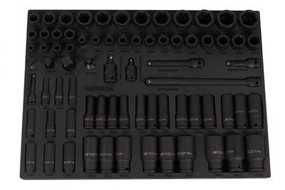 Набір головок торцевих ударних в ложементі GUT MECHANIC 3/8", 1/2" 74 шт (З перехідниками та подовжувачами)) IST10074