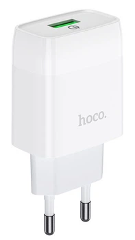 Мережевий зарядний пристрій Hoco C72Q 18W для смартфонів та планшетів з USB портом швидка зарядка QC3.0 2A біле