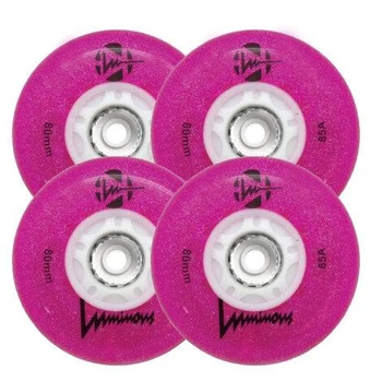 Светящиеся колеса для роликов FRskates Luminous Glitter Pink (4 шт) 72мм