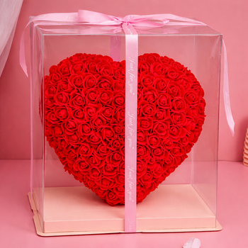Сердце из 3d роз Happy Heart 28 см красный в подарочной коробке HC-98121 Red