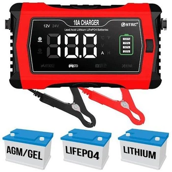 Зарядное устройство для аккумуляторов HTRC 10A 12/24V, интеллектуальное ЗУ, для автомобильных и мото АКБ, AGM / GEL / LiFePO4