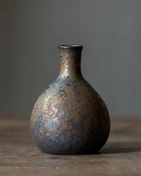 Ваза Кувшин, керамическая, ржавчина с позолотой, 10х7 см, 3004289 (3004289)
