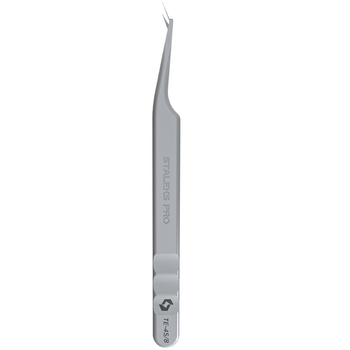 Профессиональный пинцет для ресниц с насечками STALEKS PRO Expert 45 Type 8 mini L