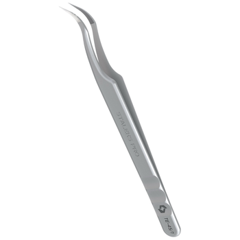 Профессиональный пинцет для ресниц с насечками STALEKS PRO Expert 45 Type 1 изогнутый