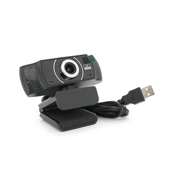Вебкамера із мікрофоном B08, 2K 30fps, пласт. корпус, Black, BOX