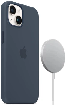 Чехол силиконовый противоударный Silicone Case with MagSafe для Apple Iphone 15 (6.1") Storm Blue