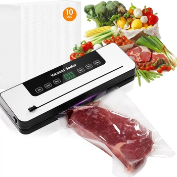 Вакууматор побутовий для продуктів харчування Vacuum Sealer 120W вакуумний пакувальник + 10 пакетів