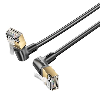 Интернет кабель Vention Cat8 SFTP Ethernet угловой сетевой шнур патч-корд 40 Гбит/с 1 м Black (IKLBF)
