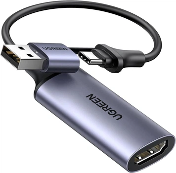 Карта захоплення UGREEN Full HD 1080P 4K HDMI на USB 2.0 HDMI Мапа відеозахоплення USB-A/USB-C Gray (CM489)