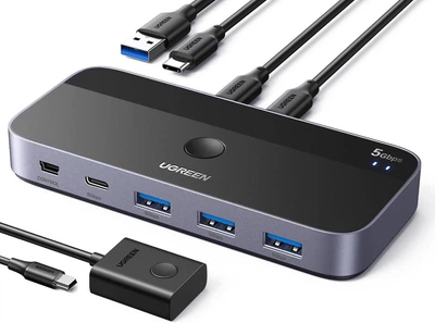 Коммутатор Switch Ugreen USB 3.2 4-портовый USB-переключатель-концентратор с пультом ДУ Black (CM687)