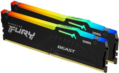 Оперативна памʼять Kingston FURY DDR5-5600 65536MB PC5-44800 (Kit of 2x32768) Beast RGB Black (KF556C40BBAK2-64)