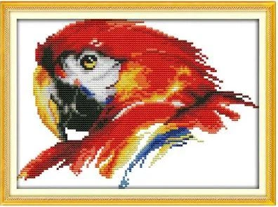 Набор для вышивания по нанесённой на канву схеме "Scarlet macaw (2) ". AIDA 14CT printed 28*19 см