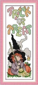 Набір для вишивання за нанесеною на канву схемою Halloween (2). AIDA 14CT printed 16*36 см