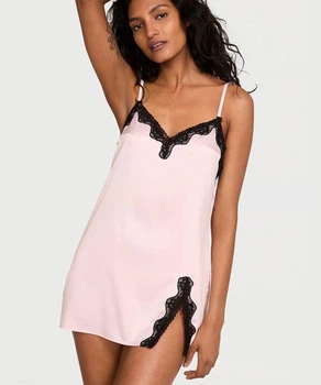 Сатинова міні-сукня Victoria’s Secret Tease Satin Lace-Trim Mini Slip Dress розмір S