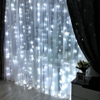 Светодиодная гирлянда Штора 2х2 м 160 LED белое свечение уличная гирлянда с питанием от сети