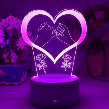 LED ночник 3D светильник в форме сердца, светильник с кнопкой на шнуре питание от сети 220 В высота 450 см ширина 250 см, цвет корпуса: белый