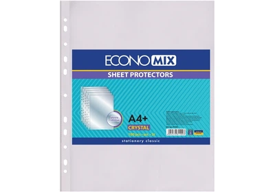 Файлы Economix Crystal, А4+, 100 шт., 30 мкм., Фактура глянец (E31102)