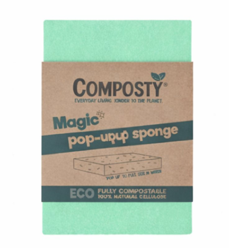 Біорозкладні екологічні губки без пластику компостована Composty Magic Pop-Up Sponge Eco 1 шт. зелена