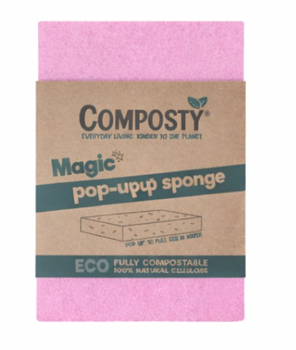 Біорозкладні екологічні губки без пластику компостована Composty Magic Pop-Up Sponge Eco 1 шт. рожева