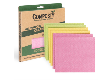 Набір серветок. Біорозкладні екологічні серветки без пластику Composty All Purpose Cleaning Cloths Eco компостовані 6 шт.