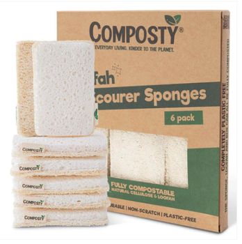 Набір губок. Біорозкладні екологічні губки без пластику Composty Loofah Scourer Sponges Eco компостовані 6 шт.