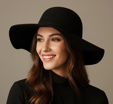 Жіночий фетровий капелюх-флоппі з широкими полями Honey Fashion Accessories 56-57 чорний (13-5)
