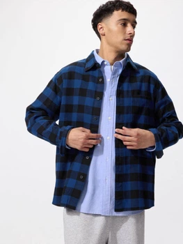 Рубашка хлопковая мужская Uniqlo 474757494 XL Синяя (1159853122)