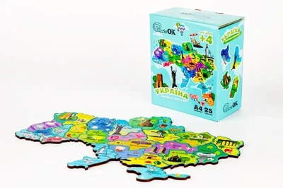 Пазл Карта Украины PuzzleOk на магните деревянный