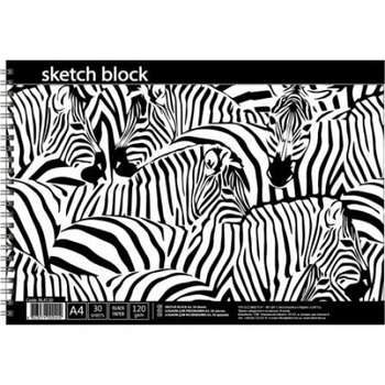 Альбом для малювання чорний папір A4 SKETCHBLOCK спіраль 30 аркушів 120 г/м2 в асортименті BL4130