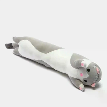 Мягкая игрушка Кот Батон 110 см, плюшевая подушка для сна и отдыха, Серый