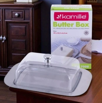 Маслёнка Kamille KM-7008 из нержавеющей стали с крышкой