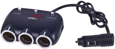Розгалужувач прикурювача Voin SC-300 3 виходи + 2 USB 2400 мА 12/24 В провід + вольтметр