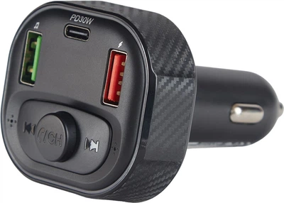 FM-трансмиттер Voin W-3386, 12-24V 2 USB 4.8A, 1 Type C, BT5.0, Hands free, вольтметр