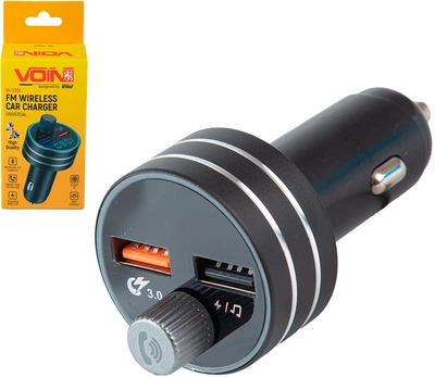Модулятор FM Voin 12-24V 2 USB 3.1A, Bluetooth 5.0, Hands-free, Ambient light (W-3301)
