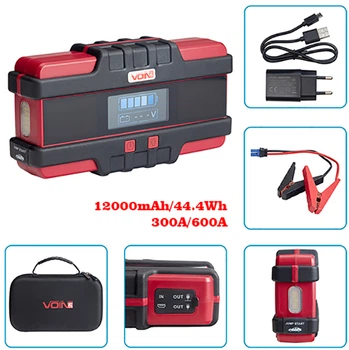Пуско-зарядний пристрій Voin 12000 mAh/44.4Wh/12V START-300A/600A/ліхтар (JS-600 )