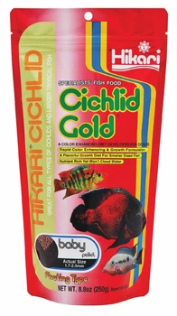 Корм Hikari Cichlid Gold baby 250g, гранулы 1,7-2 мм для улучшения окраса цихлид