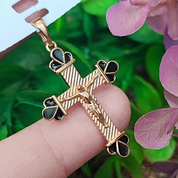Крестик Xuping Jewelry длина с ушком 4см на цепочку до 4мм медицинское золото позолота 18К к375
