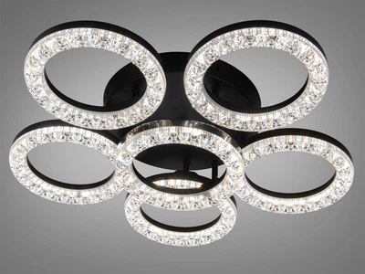 Люстра потолочная LED кольца Diasha черная 83 Вт