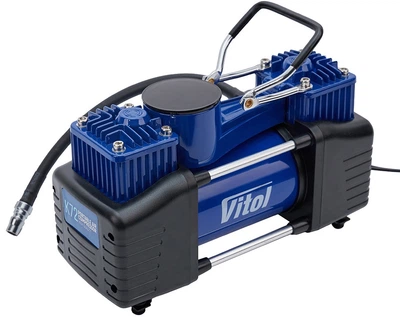 Автокомпресор Vitol К-72 150 psi 25 А 90 л 2 циліндра шланг 5 м з дефлятором клеми (К-72)