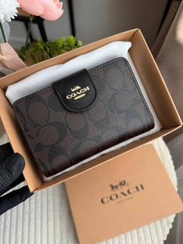 Кошелек coach medium corner zip wallet натуральная кожа + подарочная упаковка